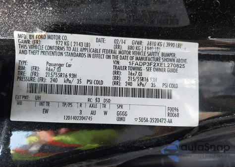 2014 Ford Focus Se из США, поврежденный, VIN 1FADP3F2XEL270825